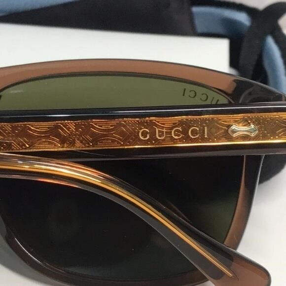 ✨ Brand New Gucci GG0911S 003 Sunglasses – Brown Frame with Green Lenses ✨ - Picture 5 of 14